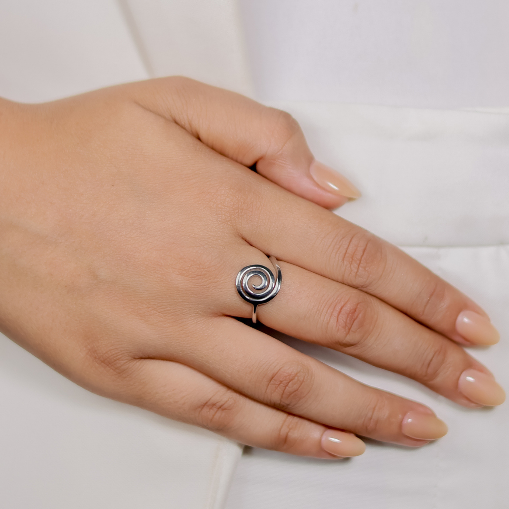 Stylish Spiral Coil Ring, Hallmarked 925 Sterling Silver - sitabo